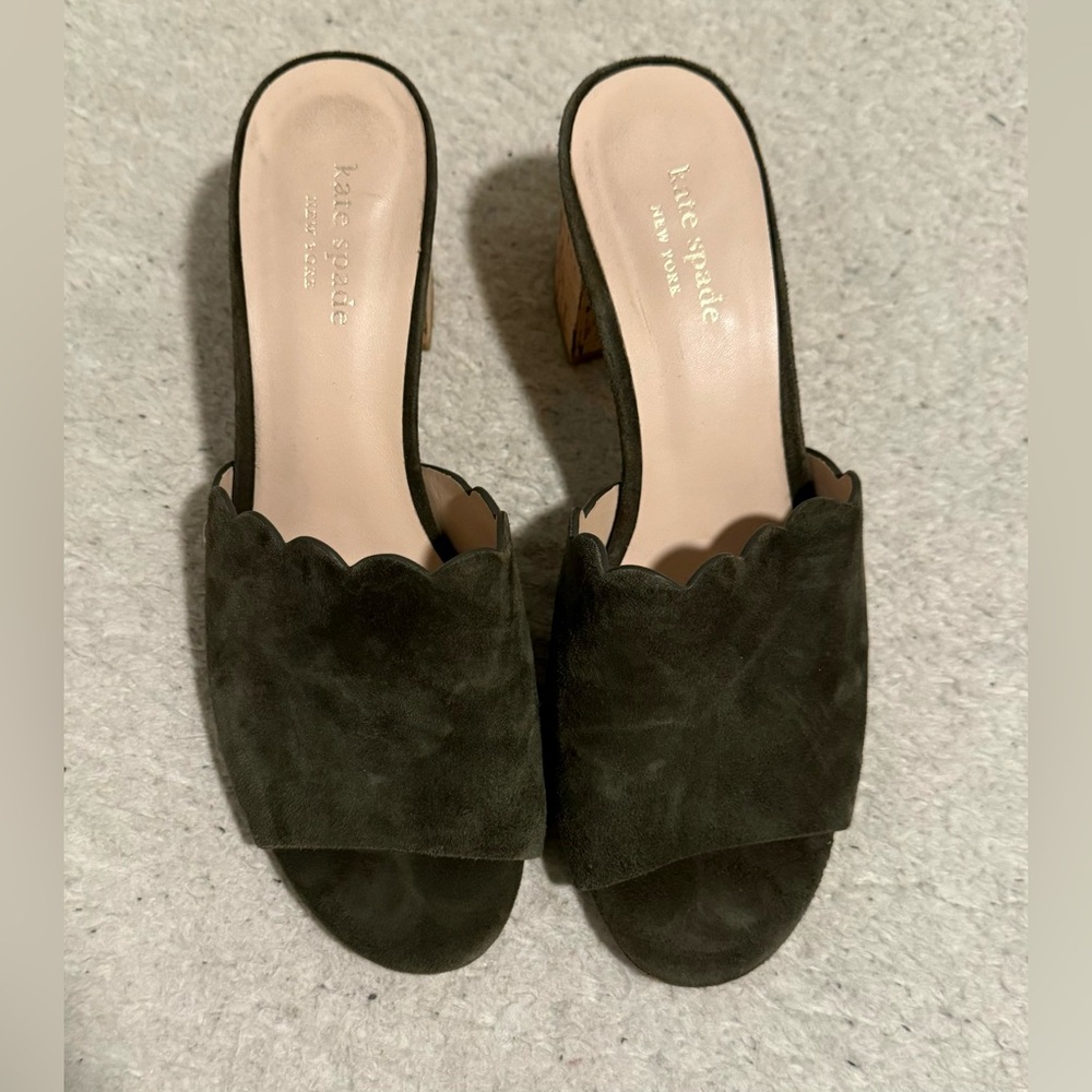 Kate Spade Blythe Scalloped Mule Sandles Green Size 8